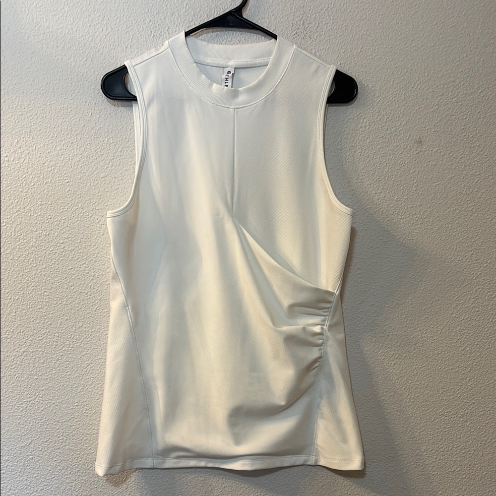 Athleta White Ruched Tank Top